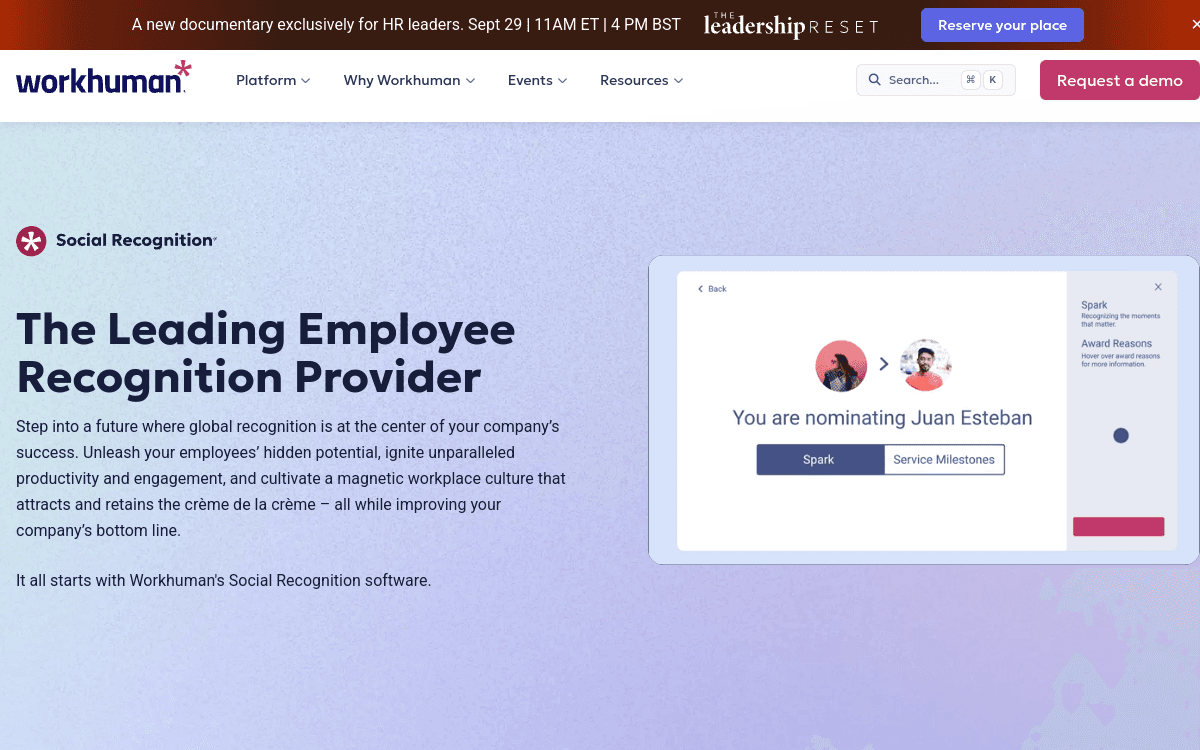 Workhuman Social Recognition official product page